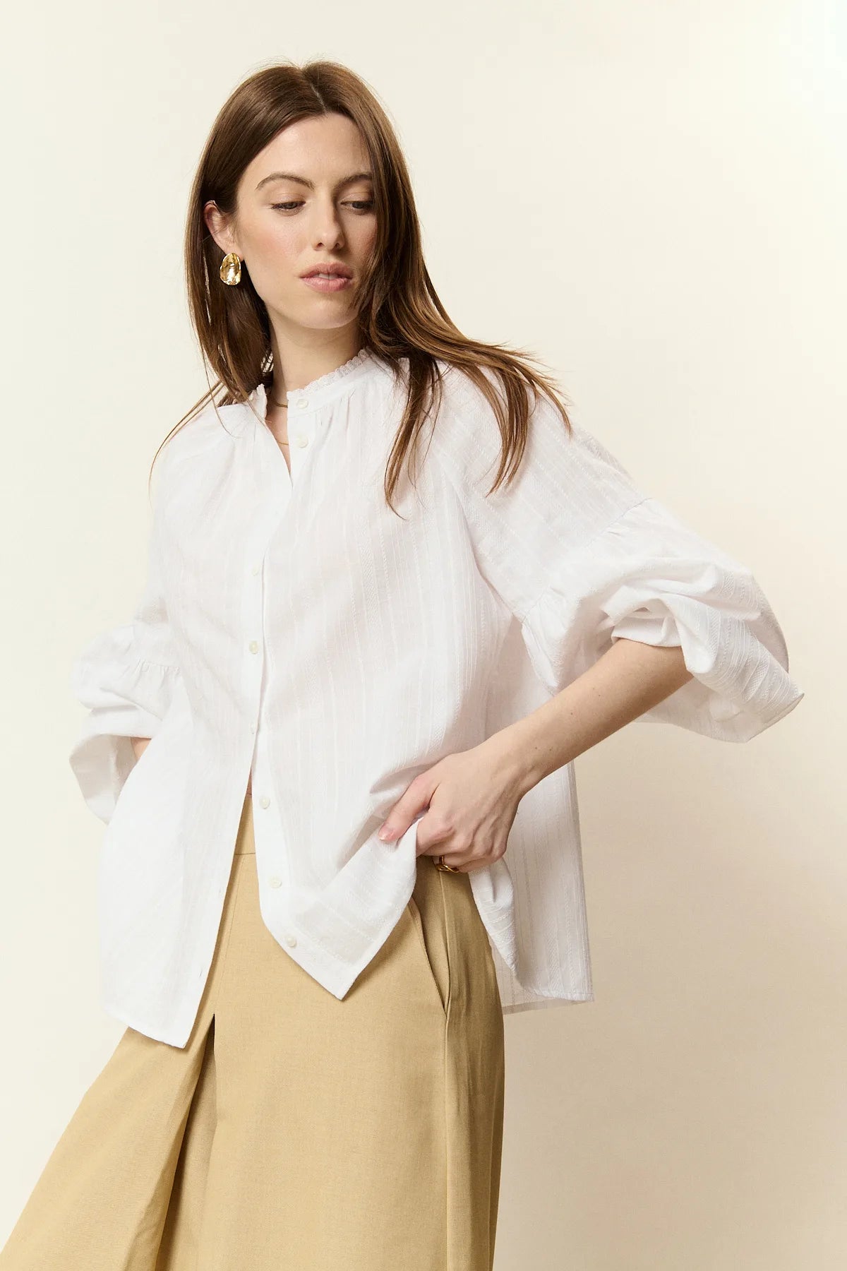 Chemise blanche femme manches volumineuses